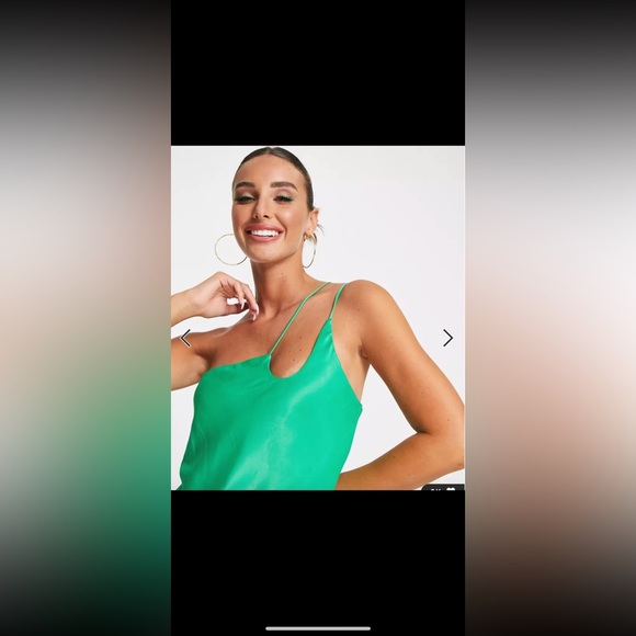 Mango asymmetric cut out serial maxi dress in bright green - Picture 2 of 5